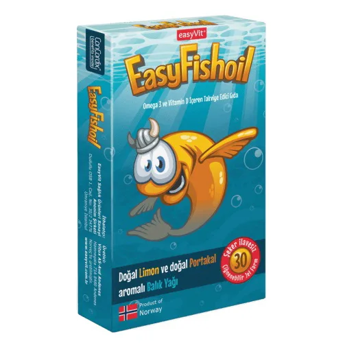 أقراص زيت السمك للاطفال Easyfishoil Omega بنكهة البرتقال 30 حبة قابلة للمضغ