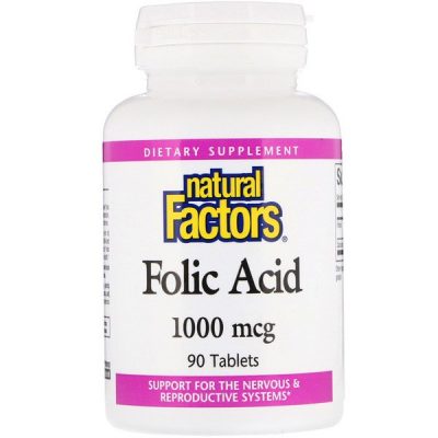 Natural Factors, حمض الفوليك، 1000 ميكروغرام