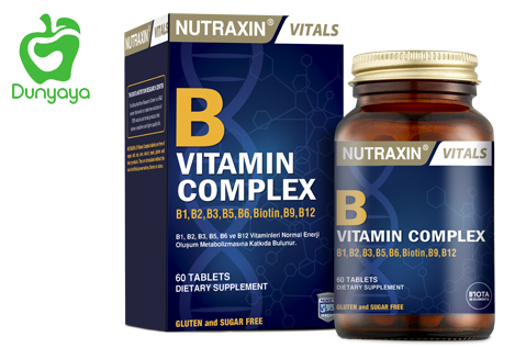 مجموعة فيتامين ب من نوتراكسين يساهم في التمثيل الغذائي الطبيعي 60 قرص Nutraxin