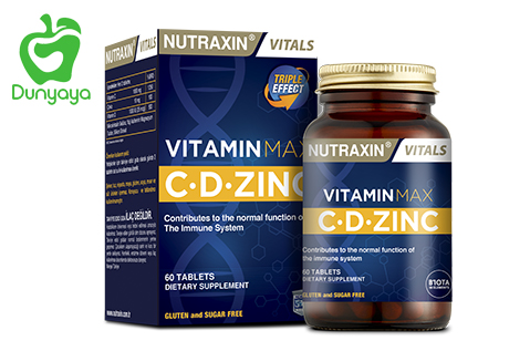 فيتامين ماكس نوتراكسين | سي ودي وزنك | للوقاية من كورونا 60 قرص Nutraxin