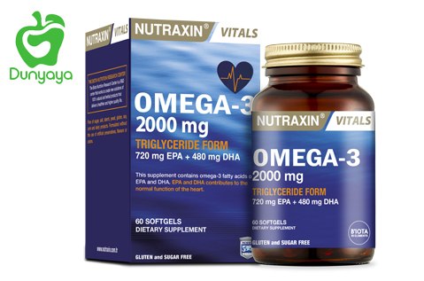 أوميجا 3 من نوتراكسين لدعم الأعصاب وصحة القلب 60 قرص جيلاتيني 2000 مجم Nutraxin