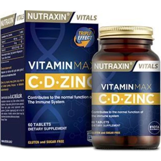 نوتراكسين فيتامين ماكس سي دي زنك  Nutraxin التركي عبوة 60 قرص لدعم وظائف جهاز المناعة