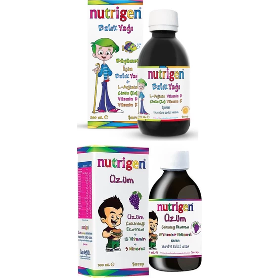 عبوتين زيت السمك 200مل و فيتامينات بذور العنب Nutrigen لتقوية الجسم وزيادة التركيز