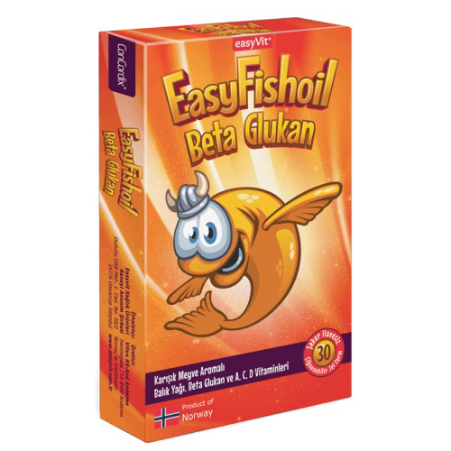 EasyFishoil زيت السمك مع بيتا جلوكان والفيتامينات 30 حبة قابلة للمضغ